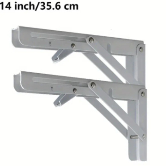 New 2pcs steel folding shelf brackets, 14" heavy duty - Picture 3 of 8